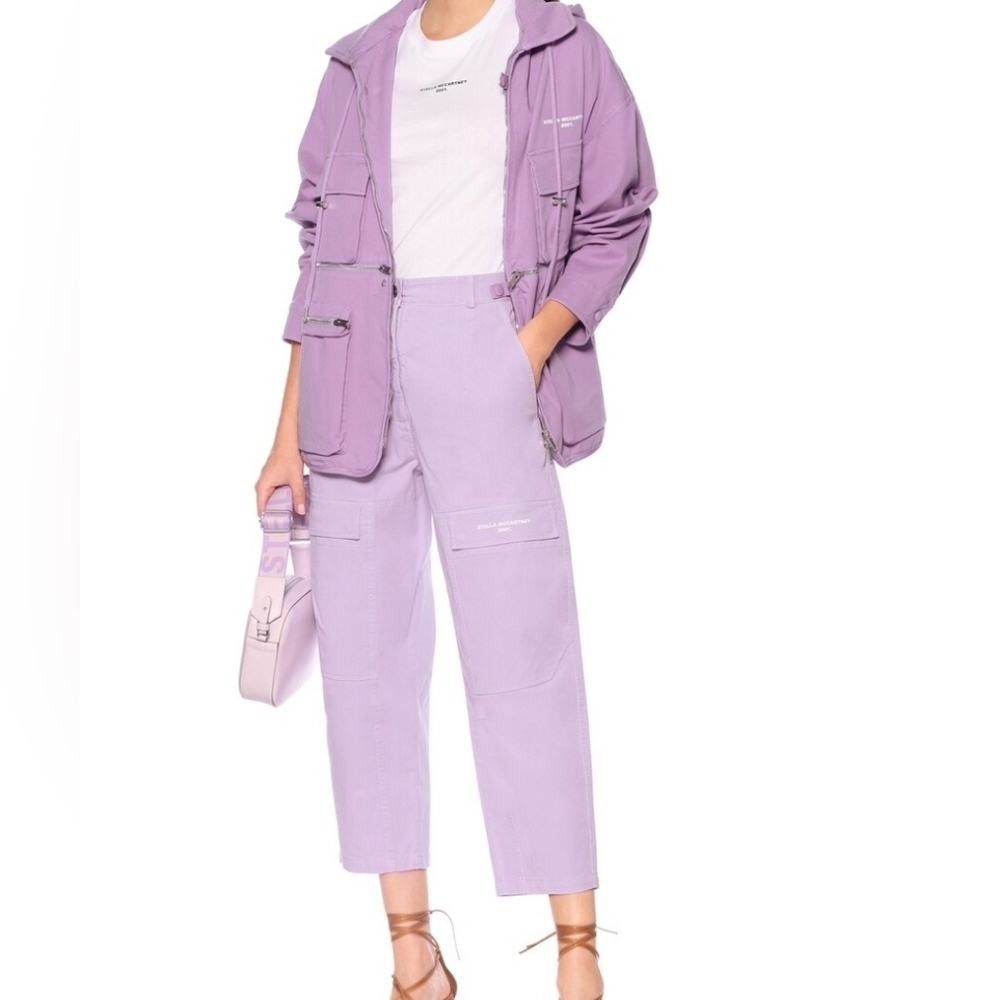 Stella Mccartney Tapered-Leg High-Rise Cropped Cargo Lavender Pants Size 40